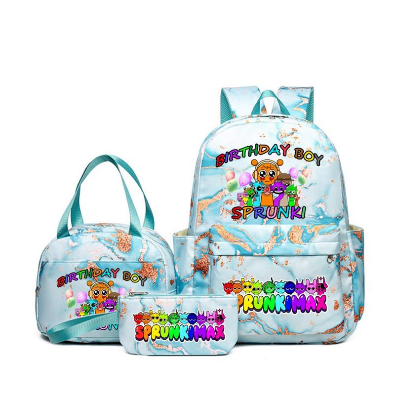 Sprunki Rhythm Box Cartoon Kids School Backpack Set With Lunch Bag Pencil Case Boys Girls