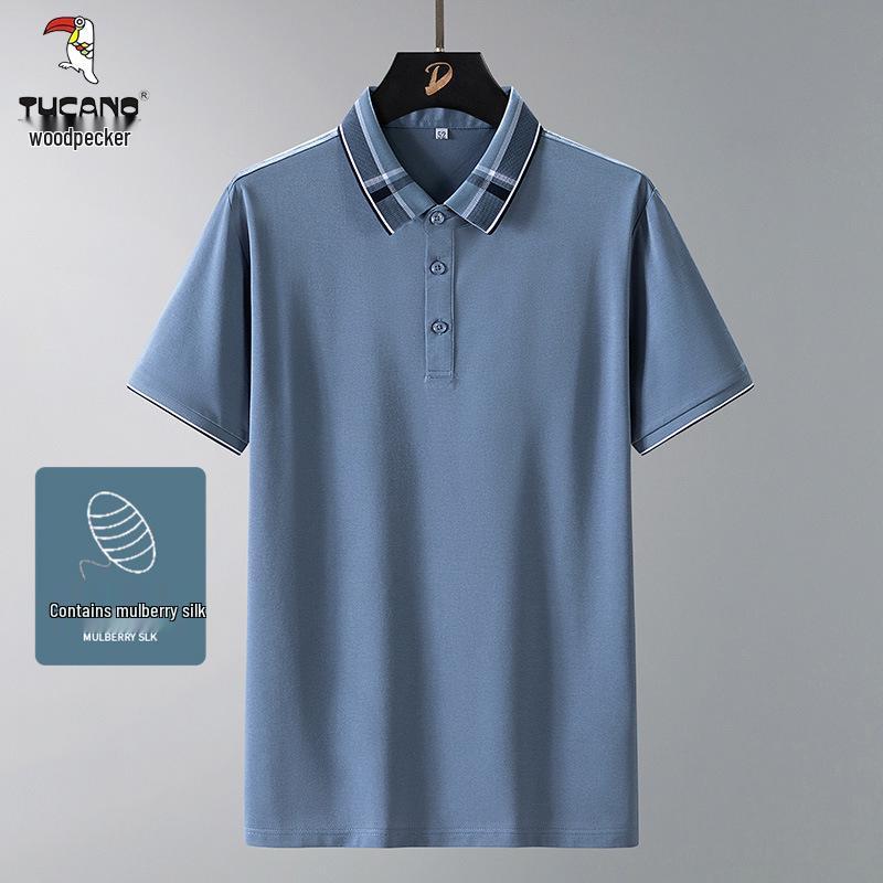 

Woodpecker Silk Men s Summer Color Block Polo Shirt 3XL