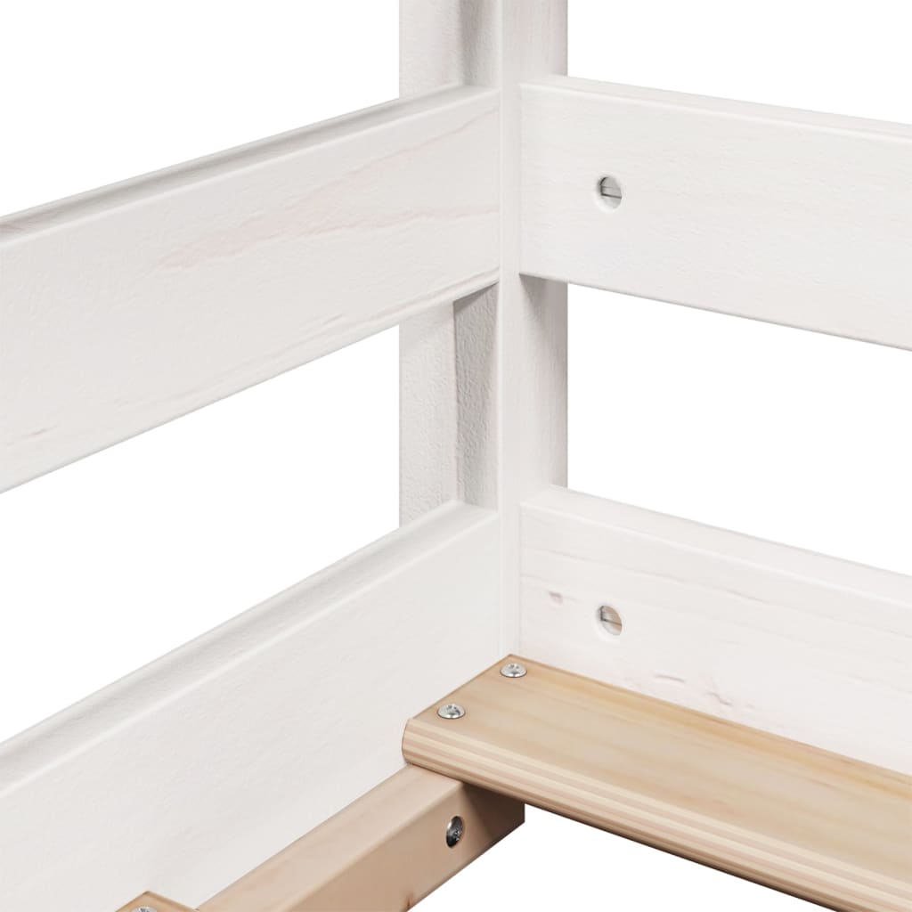 High Bed with Roof White 80 x 200 cm Solid Pine Wood
