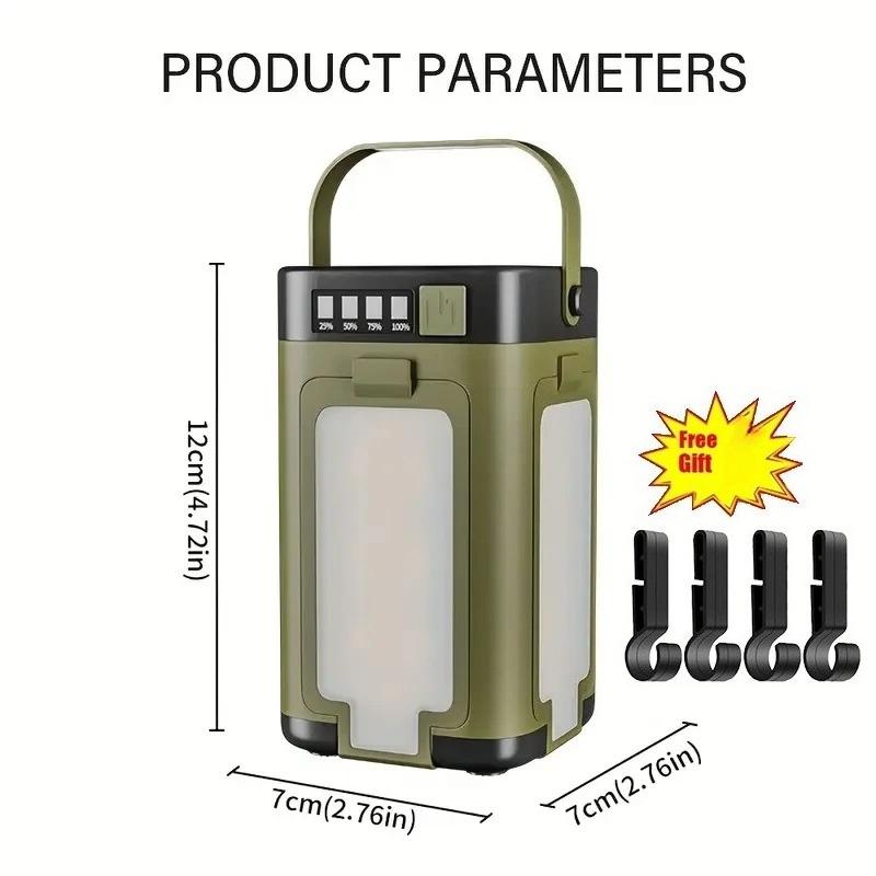 Christmas Outdoor Solar Light Rechargeable Flashlight Portable Power Bank Lamp LED Hanging Tent Light for Camping Hiking Fishing