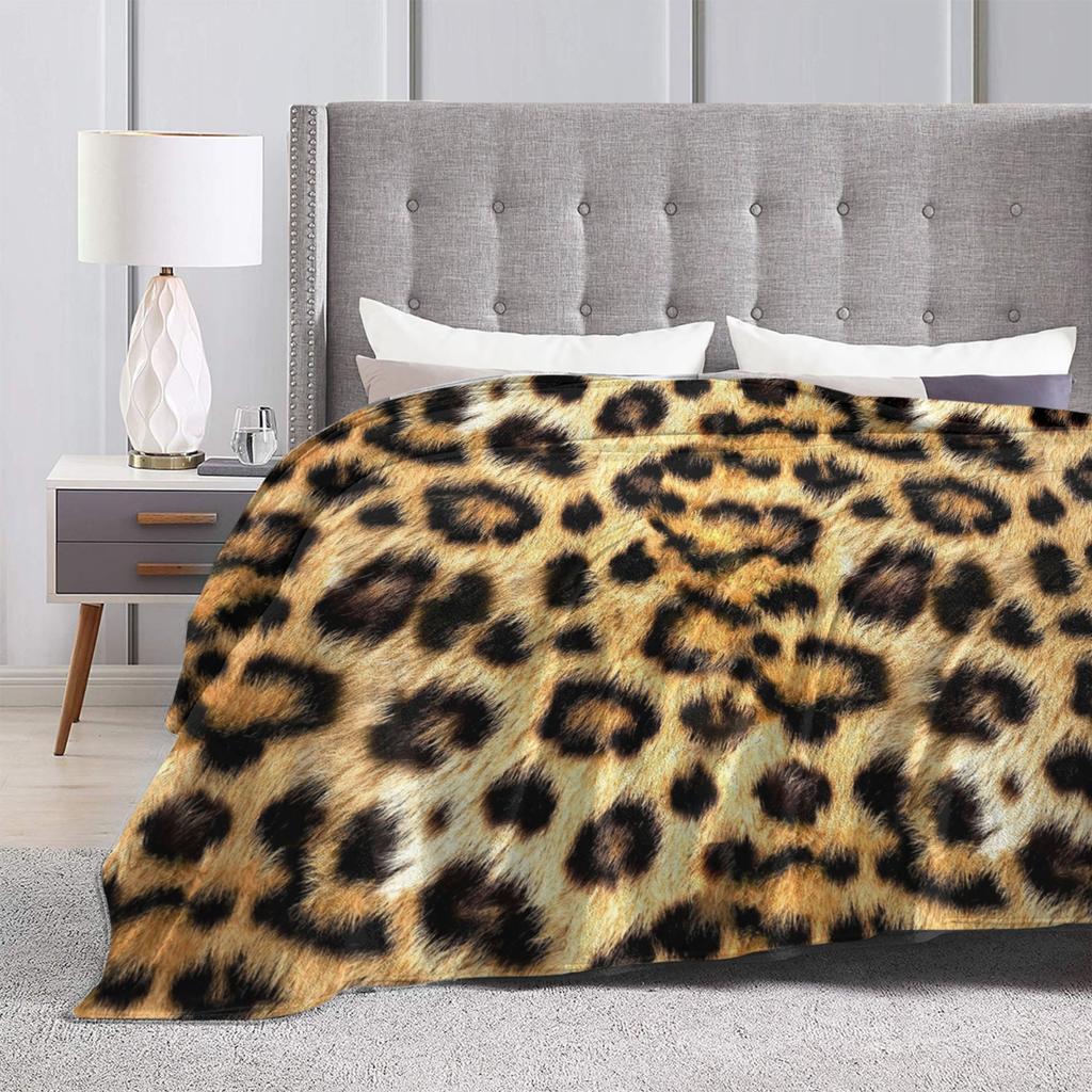 Leopardí Kožešina Flanelová Deka Zvířecí Měkká Teplá Přehozová Deka do Obývacího Pokojového Kempování Módní Přehoz na Postel Potah na Rozkládací Postel