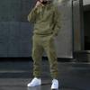 Heren Trainingspak 2 Delig Met Capuchon En Vetersluiting Sweatshirt En Cargo Joggingbroek Set