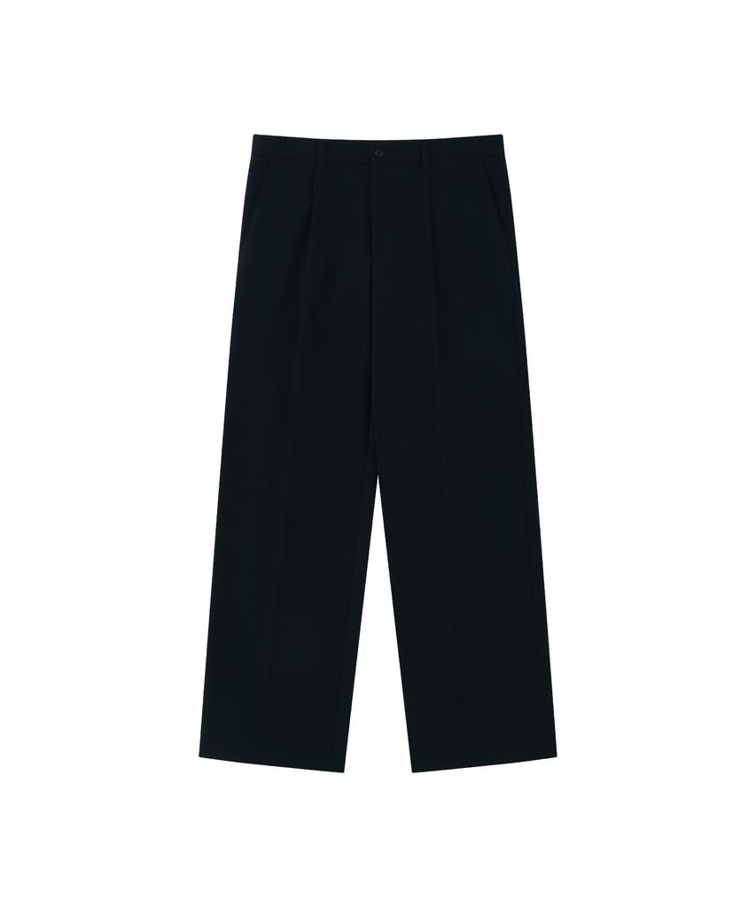 Honguseong Onetuck Wide Flat Trousers_Navy