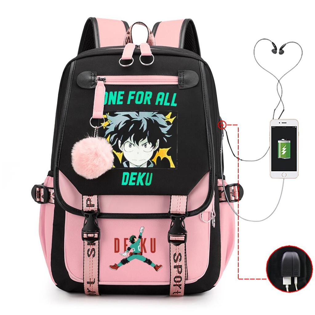 Casual schoolbag animation my hero academy peripheral printing large capacity junior high school students USB backpack