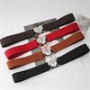 Women Elastic Belts Love Heart Metal Buckle Waist Dress Coat Sweater Decorative Waistband Accessories