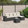 Vidaxl 6-Cz. Garden Furniture Set With Cushions, Black Poly Rattan
