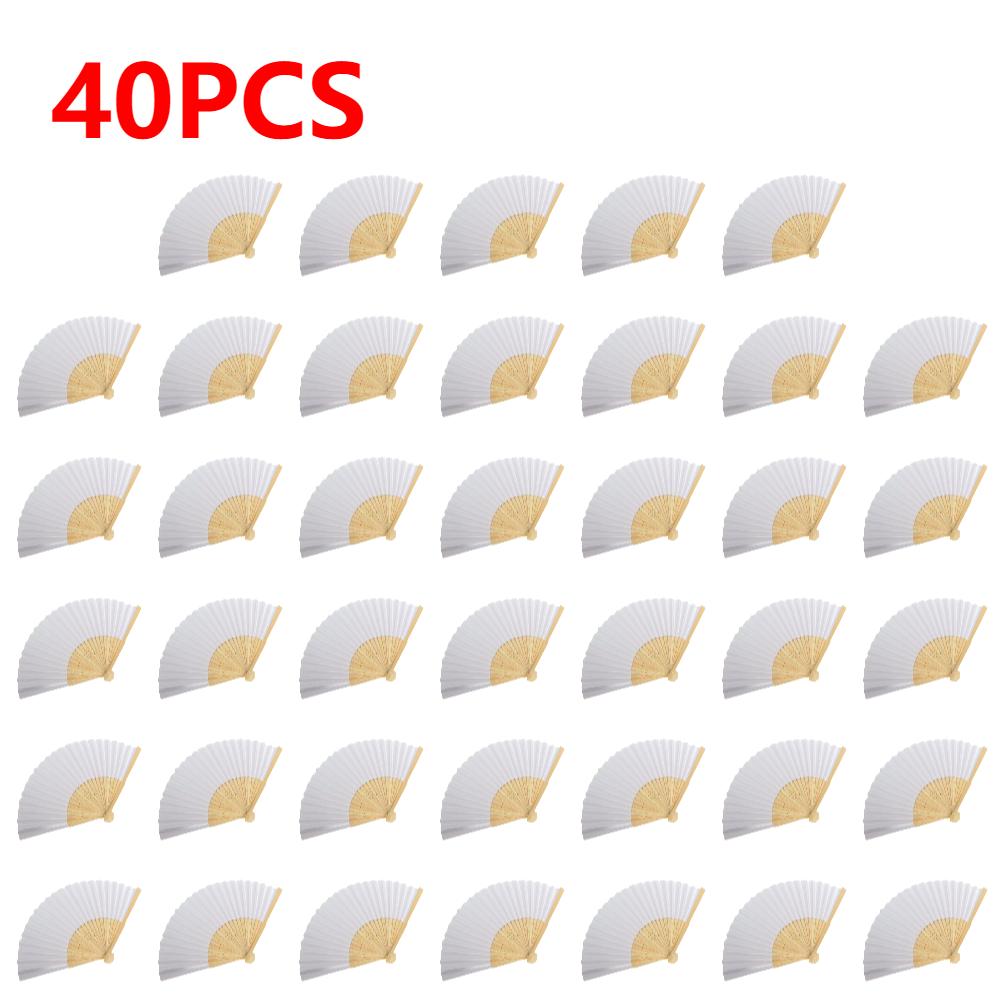 1-50PCS DIY Paper Bamboo Folding Fan Adults Children's Calligraphy Painting Practice Blank White Folding Fan Wedding Gifts
