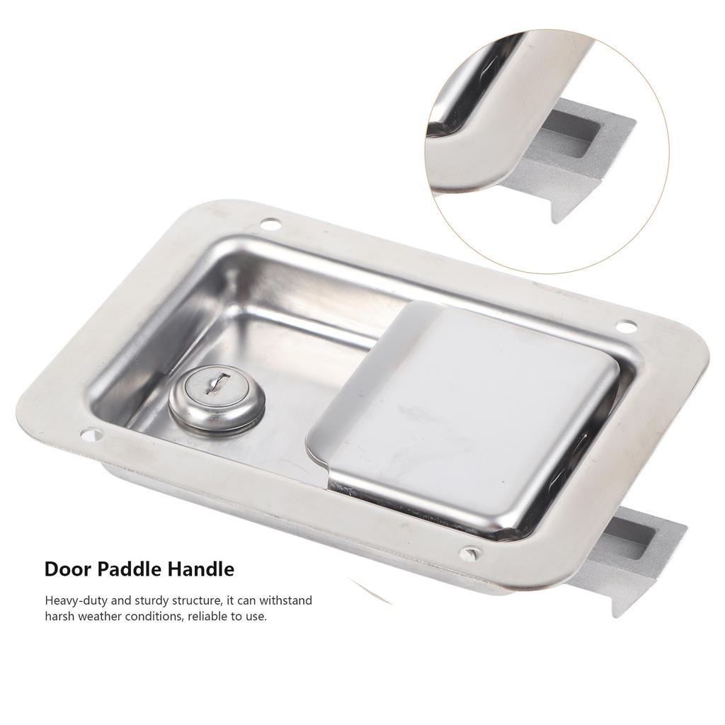 Flush Mount Paddle Door Weatherproof 304 Stainless Steel Toolbox Lock with 2 Keys for RVs Trailers Paddle Door