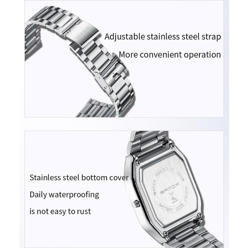 SANDA Neutral Dual Display Clock Waterproof Sports Quartz Watch Luxury Women's Stainless Steel Digital Electronic Watch