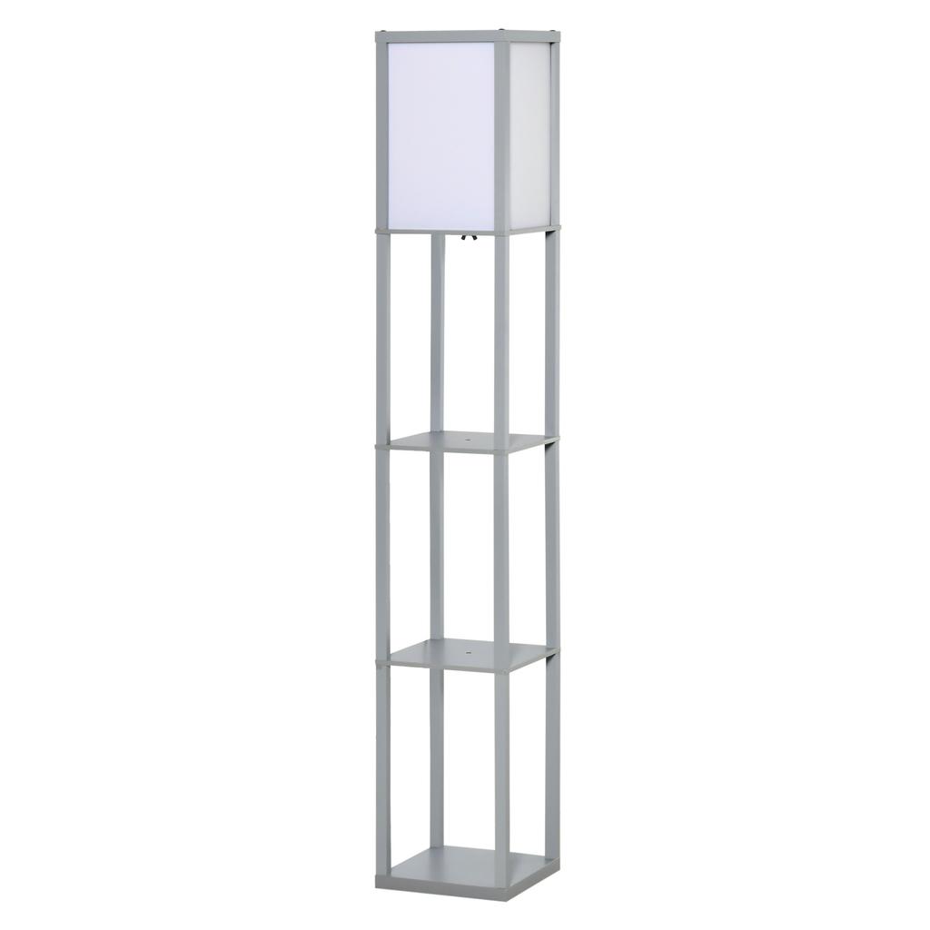3-Tier Floor Lamp, Floor Light with Storage Shelf, Reading Standing Lamp with Acrylic Shade for Living Room, Bedroom, Kitchen, Dining Room, Office
