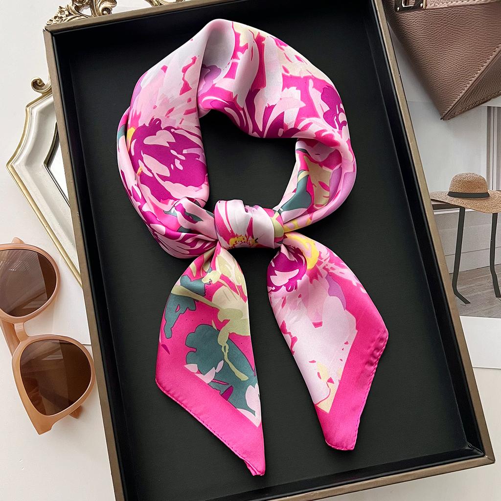 Square Scarf For Women Breathable Bandanna Luxury Headband Hair Scarf Soft Stain Neckerchief Spring/Summer Head Scarf