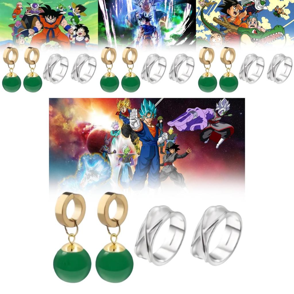 Collezione di Gioielli di Dragon Ball Super Goku Black Con Orecchini e Anello Per Appassionati di Anime