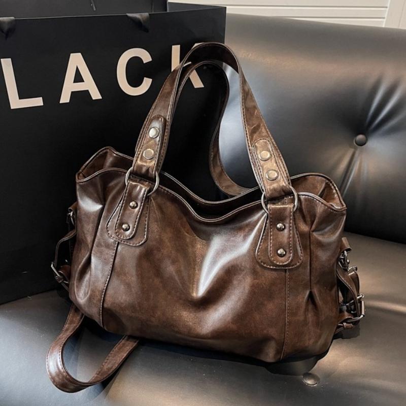 Retro Marke Geräumige Schultertasche Damen Luxus Einfarbige Klassische Umhängetasche Große Kapazität Stil Weiches PU-Leder Tragetasche