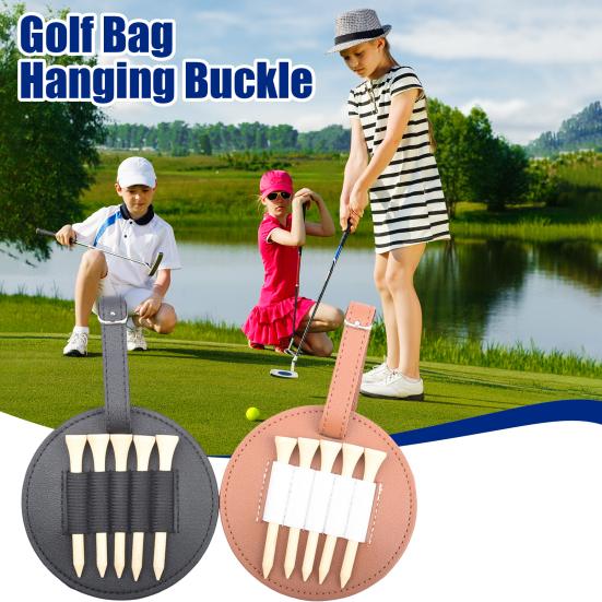 Yousheng Golf Tee Holder Clip-on Organizer, PU Leather Ball Tee Pouch with Stretchable Strap, Portable Vintage Style, 5-Slot Anti-Drop Design & Belt