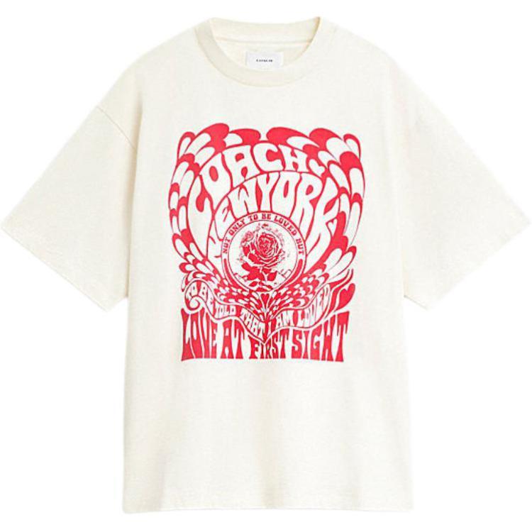 Coach SS24 Letter Print Loose Fit Crew Neck T-Shirt Men T-Shirts White CT029-WHT