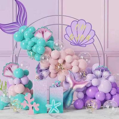 Mermaid Purple Pink Tiffany Blue Latex Combination Shell Fish Tail Foil Balloon Birthday Party Decoration