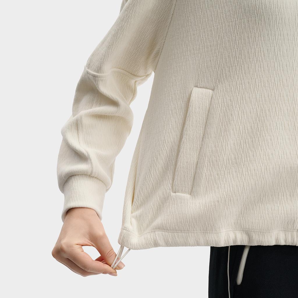 Fila White Minimalist Casual Relaxed Comfortable Loose Knit Jacket Women Jackets F11W543504F-IV