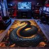 Blue King Cobra Snake Pattern Crystal Velvet Rug Gamer Room Decor Wild Animal Theme Floor Mat Anti Slip Soft Carpet for Desk