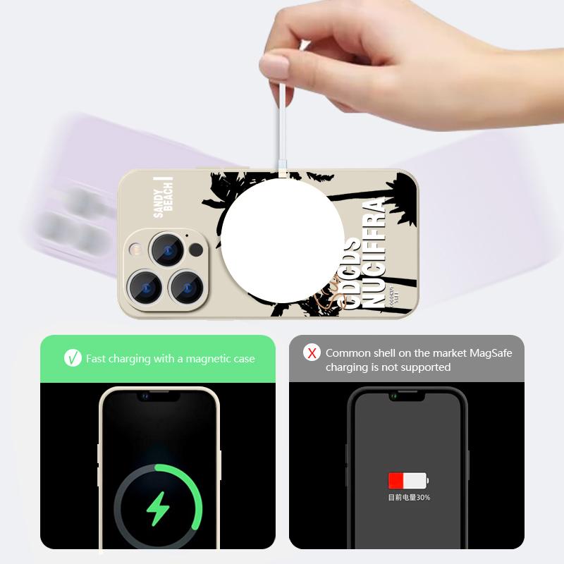 Magnetic For Magsafe Case For iPhone 17 Pro Max Creative Coconut Sunset Print Soft Silicone Phone Back Cover For iPhone 16 15 14 13 Pro Max 16e 17e