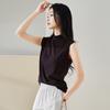 Half high neck sleeveless T-shirt for women