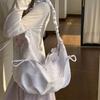 Borsa a mano da donna con fiocco e pieghe, borsa da spalla