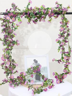 2 Piezas 180cm Guirnaldas de Margaritas Falsas Guirnalda de Margaritas Artificiales Flor Artificial Cuerdas Florales Hiedra Colgante para Decoración de Hogar Arco de Boda