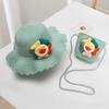 Summer outdoor new straw children's cartoon cute flower hat with bag woman
