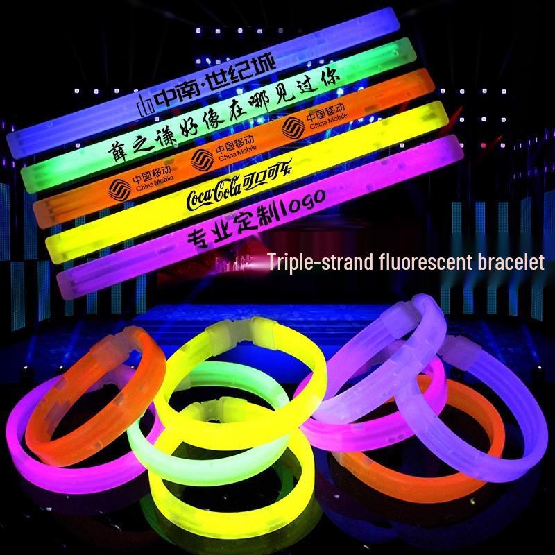 Triple Glow Fluorescent Bracelets - Nontoxic Party & Concert Accessories