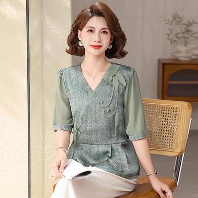Mother's Day 2026 New Stylish Summer Top for Middle-Aged and Elderly Women - Casual Chinese Style Shirt