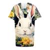 Women's Fashion Casual Easter Print Hooded Pocket Short Sleeve Top