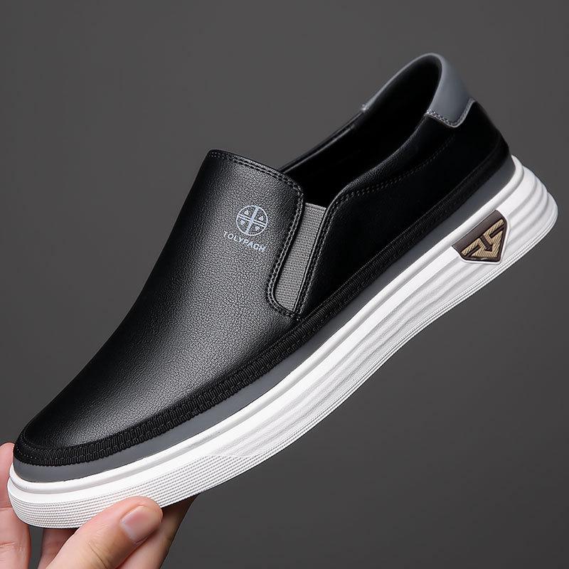 2025 Summer Slip-On Plus Size White Loafers: Non-Slip Soft Sole Casual Shoes for Middle-Aged Men