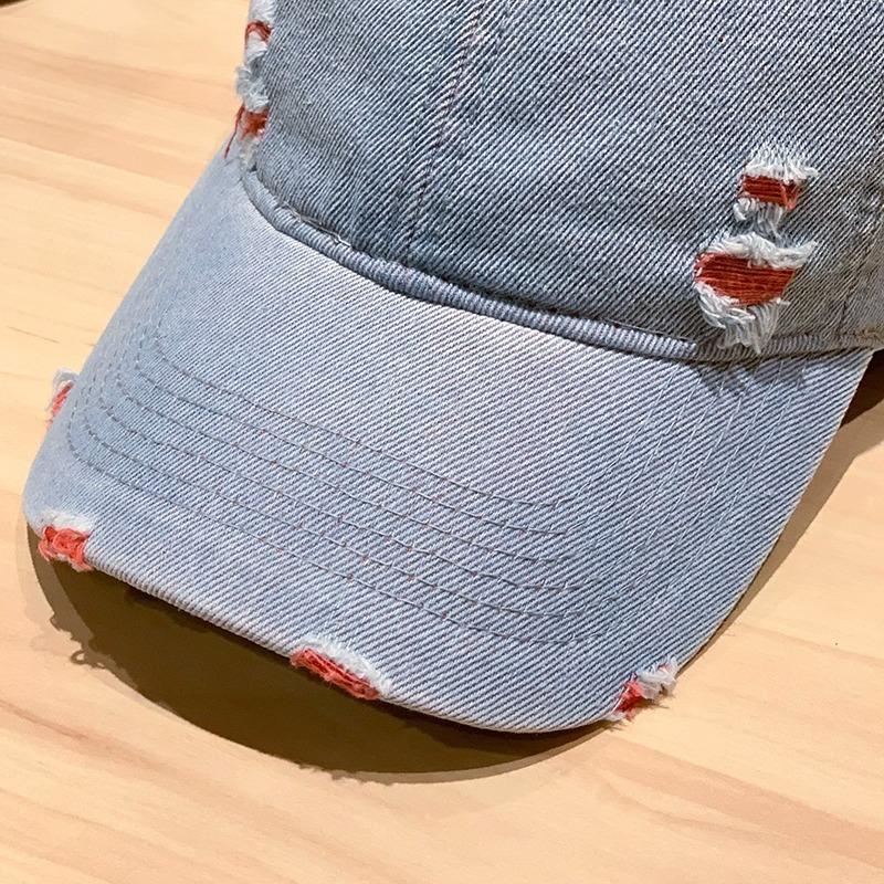 Vintage Denim Baseball Hat for Women Streetwear Hip Hop Holes Snapback Cap Summer Outdoor Sunshade Visors