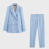 Women's Double-Breasted Shoulder Pad Suit Jacket and Trousers Set