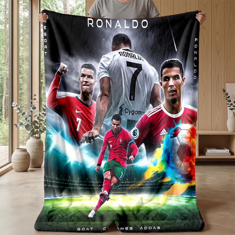 Cristiano Ronaldo Theme Blanket Soft Flannel Blanket Plush Throw Blanket Cozy Sofa Bed Blanket for Home Decor