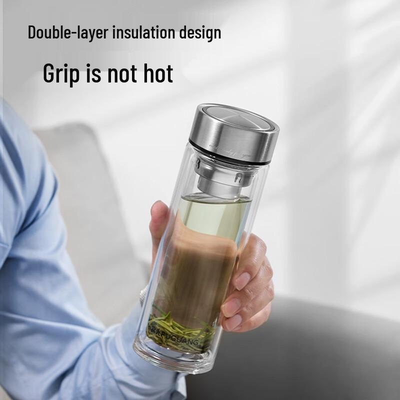 FUGUANG Double-Layer Borosilicate Glass Tea Infuser Bottle