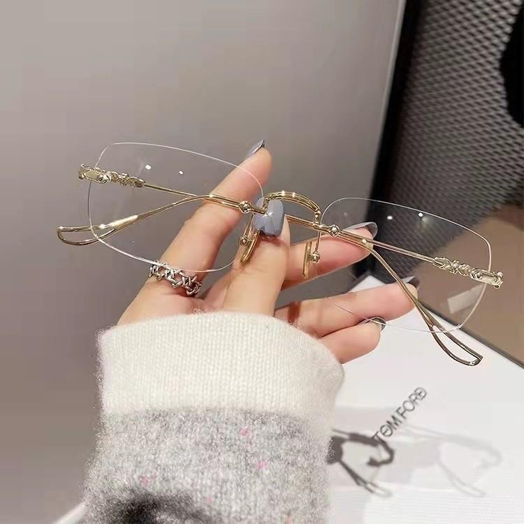 New fashion trimmed frameless color-changing reading glasses high definition anti-blue light middle-aged and elderly men and women high-grade anti-fa