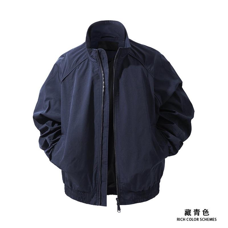Men's Solid Color Stand Collar Waterproof Windbreaker Jacket American Style Outdoor Sports Climbing Streetwear Coat