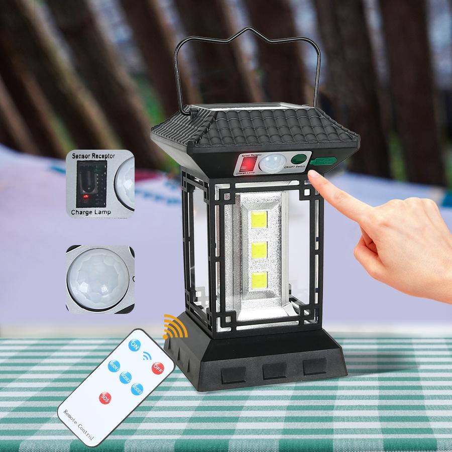 Portable Camping Lamp Human body Induction Solar Wall Light Outdoor IP65 Waterproof Camping Emergency Light USB Rechargeable