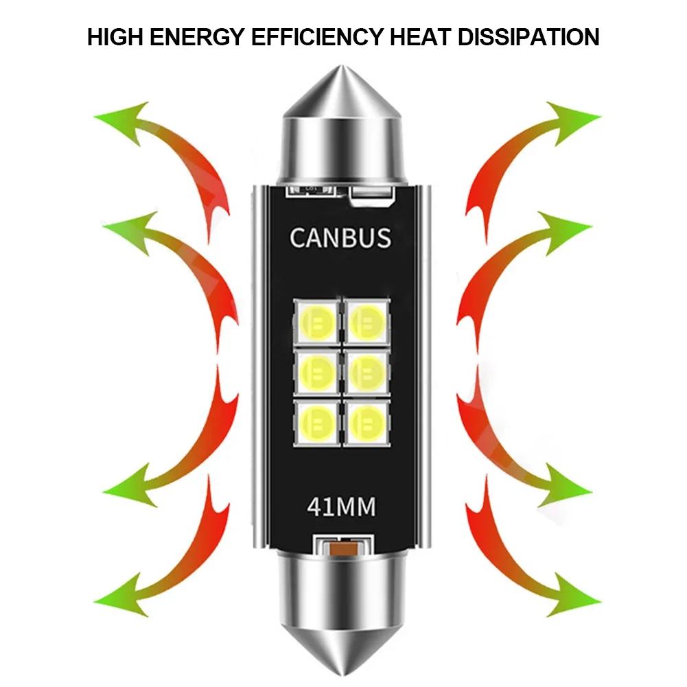 1/2PCS Super Bright C10W C5W LED Bulb Festoon 31/36/39/41mm LED CANBUS 1200LM 12V 6500K Car Interior Dome License Plate Light