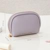 Portable Makeup Bag PU Leather Solid Color Cosmetic Bag Shell Shaped Waterproof Lipstick Pouch Cosmetics Toiletries Storage