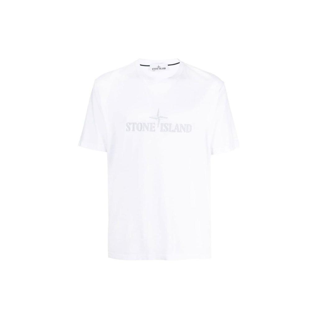 STONE ISLAND Tričko Script Bílá Pánské Vrcholy 781521579-V0001