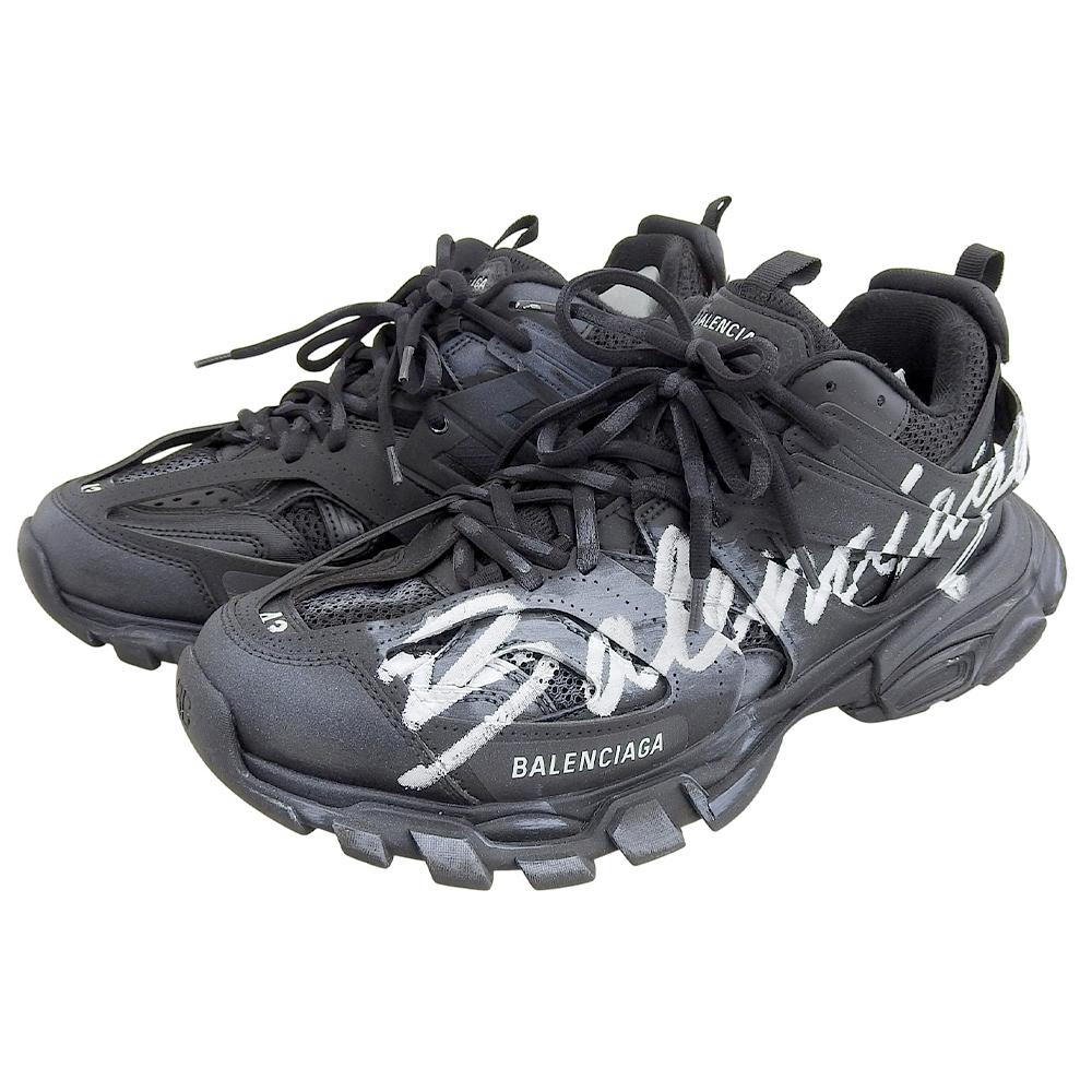 BALENCIAGA Excellent condition Track Signature sneakers, men's, black and white, 11.2 inches, size 542023 shoes 43 Black WhiteUsed