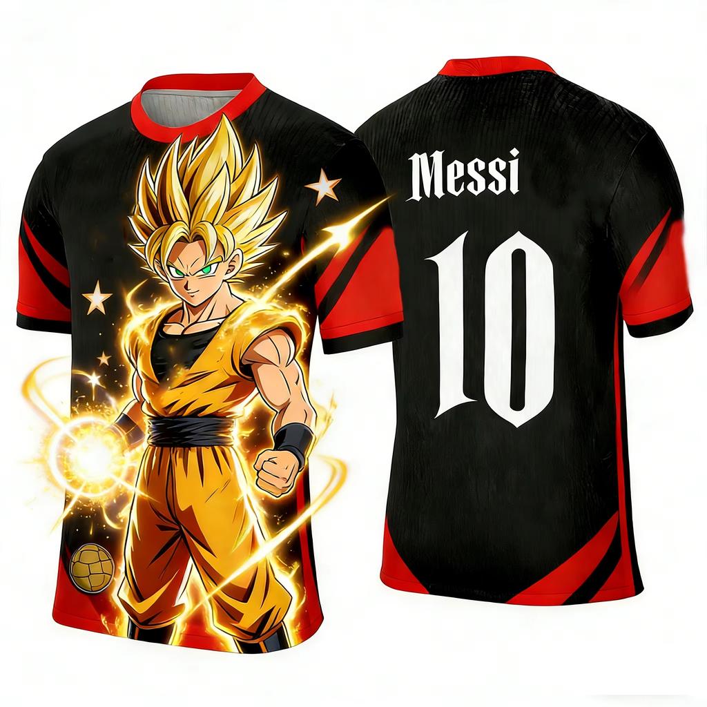 Adult Men's Dragon Ball Goku 3D Printed Football Jersey T-Shirt Kids Anime T-Shirt Special Football Jersey NO.10 Unisex