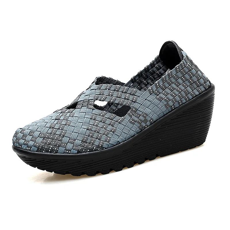 Fashion Women's Shoes Flat Platform Summer Woven Sneakers for Walking Femal Casual Loafers 5CM High Quality Tenis Women Zapatos De Mujer