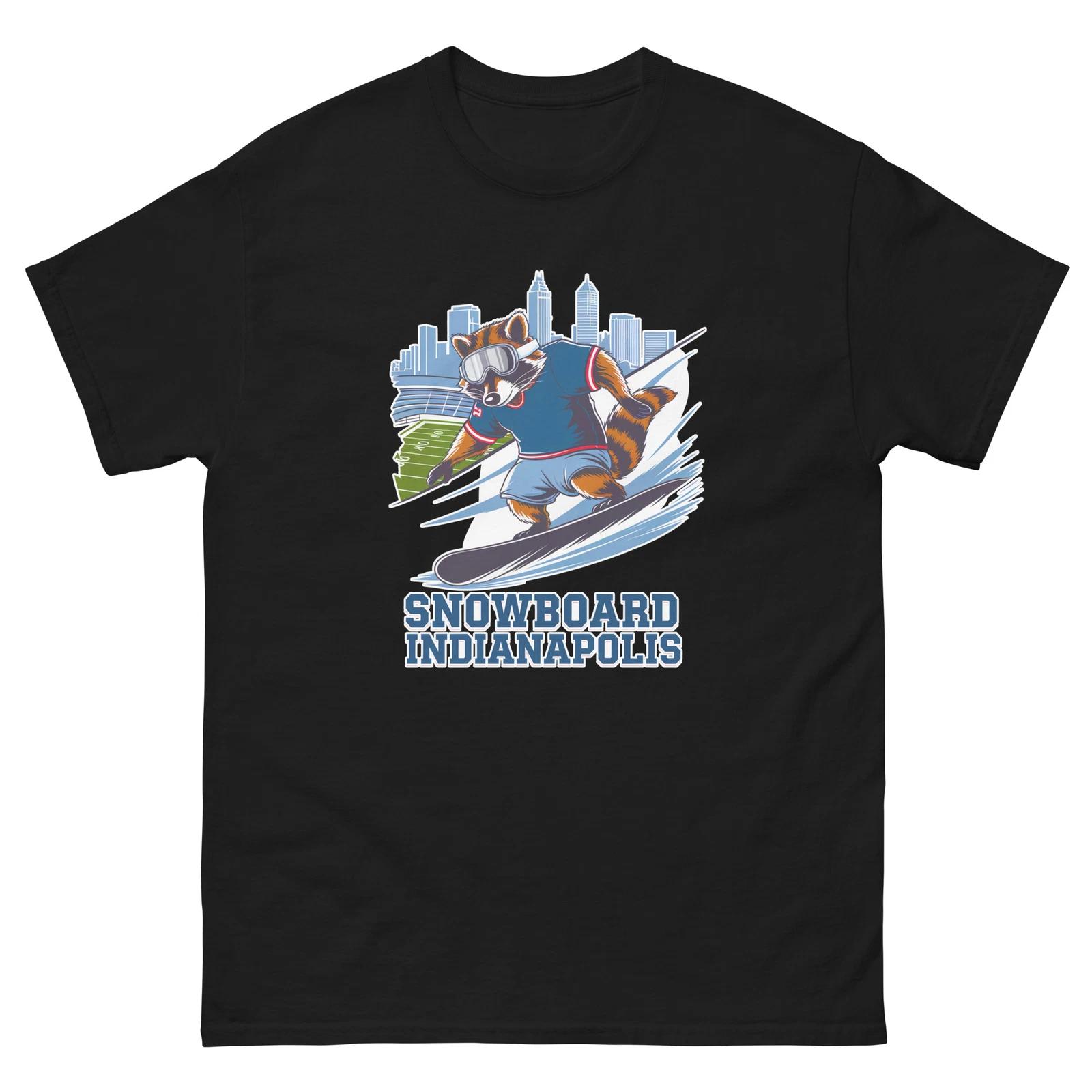 Snowboard Indianapolis Raccoon USA Snowboarding Animal T-Shirt XL
