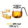 1pc Glass Teapot High Borosilicate Heat-resistant Glass Tea Pot Office Home Tea Pot Outdoor Tea Pot Tea Set Coffee Pot Milk Pot Juice Pot Christmas Gi