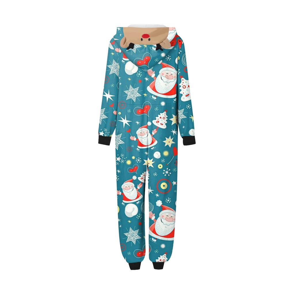 Set de salopete cu mâneci lungi și fermoar, cu glugă, cu imprimeu de Crăciun