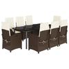 VidaXL 9-Piece Garden Dining Set with Cushions, Table and Chairs with Adjustable Backrest, Outdoor Patio Furniture 3212349