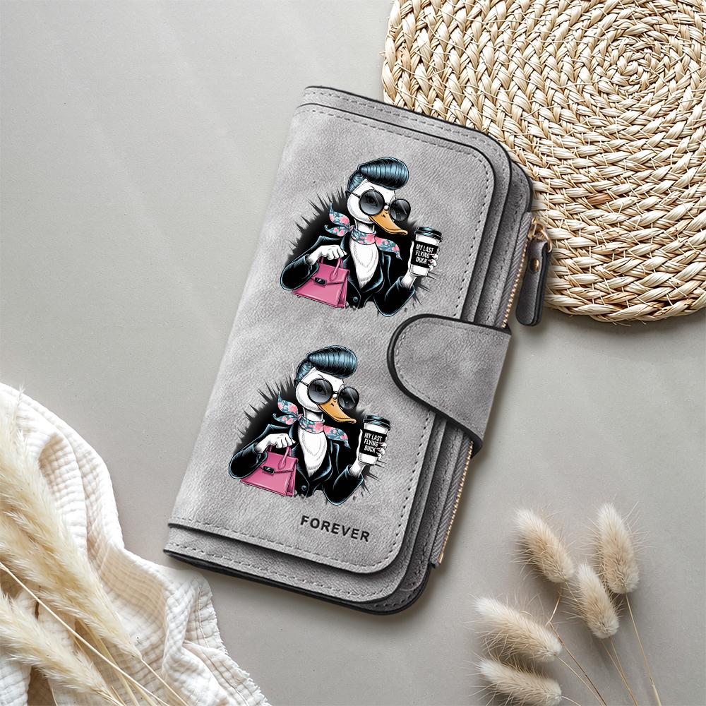 Stylish Duck Print Purse Forever Fashion Ladies Long Wallet Cute Pattern Portable Card Holder
