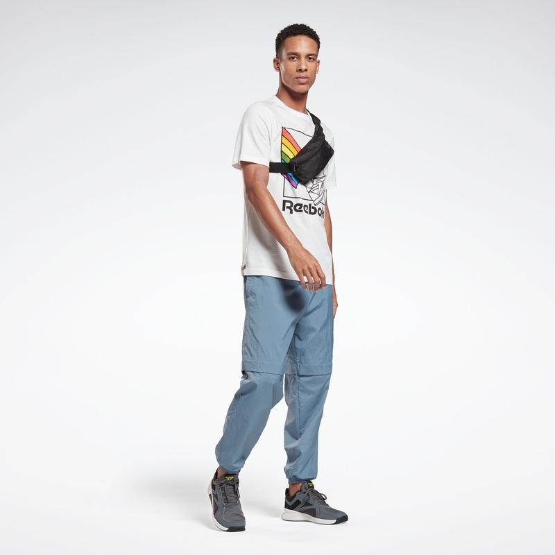 Reebok Amerikanisches Retro Regenbogen Buchstaben Print Trendiges Bequemes Vielseitiges Sport Kurzarm T-Shirt Unisex Oberteile Weiß H42548